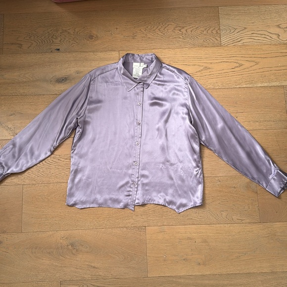 Studio Jax lilac button down silk blouse, Sz 12 - Picture 5 of 12